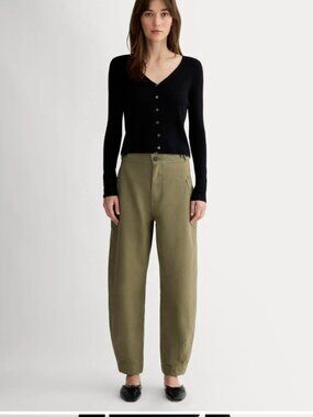 NWT Everlane The Fatigue Barrel Pant, Kalamata, Size 8, 94% Organic and 6% Linen